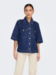 ONLY Koszula dżinsowa w kolorze granatowym rozmiar: XS. Niebieskie koszule damskie Only, xs, bez wzorów, z bawełny, bez kołnierzyka, bez ramiączek. Za 104.99 zł.