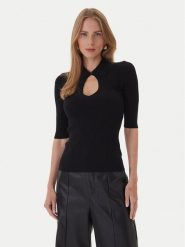 KAOS Sweter RI1NT053 0001 Czarny Regular Fit. Czarne swetry klasyczne damskie KAOS, s, z syntetyku, bez kołnierzyka. Za 389.99 zł.