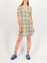 Blutsgeschwister Sukienka "Summer Ease Cache" w kolorze białym ze wzorem rozmiar: XL. Białe sukienki damskie Blutsgeschwister, bez wzorów, z wiskozy, klasyczne, bez ramiączek. Za 193.24 zł.