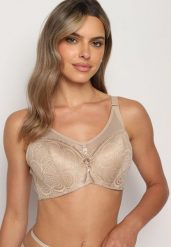 Ciemnobeżowy Biustonosz Koronkowy Typu Full Cup Danimia. Brązowe biustonosze Born2be, bez wzorów, z koronki. Za 34.99 zł.