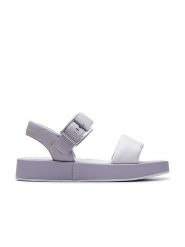 Clarks Skórzane sandały "Alda Strap" w kolorze fioletowym rozmiar: 39. Różowe sandały damskie Clarks, bez wzorów, z otwartym noskiem, bez obcasa, bez zapięcia. Za 237.17 zł.