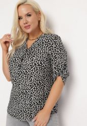 Czarna Bluzka z Wiskozy w Kwiaty Filira. Czarne bluzki damskie Born2be, l, bez wzorów, z tkaniny, bez kołnierzyka, bez ramiączek. Za 34.99 zł.
