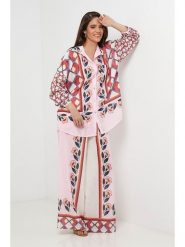 Lin Passion Lniana koszula w kolorze jasnoróżowym ze wzorem rozmiar: 34/36. Różowe koszule damskie Lin Passion, bez wzorów, ze lnu, klasyczne, bez kołnierzyka, bez ramiączek. Za 152.99 zł.