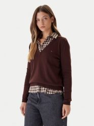 Tommy Jeans Sweter Essential DW0DW19888 Brązowy Regular Fit. Brązowe swetry klasyczne damskie Tommy Jeans, xs, z bawełny, bez kołnierzyka. Za 299.99 zł.