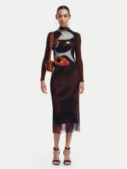 Desigual Sukienka codzienna Lincoln 24WWVK58 Brązowy Slim Fit. Brązowe sukienki damskie Desigual, bez wzorów, z syntetyku, bez ramiączek. Za 289.99 zł.