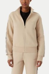 GUESS Beżowa damska bluza rozpinana z lampasami Britney, Rozmiar XS. Brązowe bluzy damskie Guess, xs, z aplikacjami, bez kaptura. Za 489.99 zł.