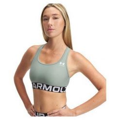 Stanik sportowy Under Armour HeatGear Authentics Mid Branded Bra. Zielone biustonosze sportowe damskie Under Armour, bez wzorów. Za 102.99 zł.
