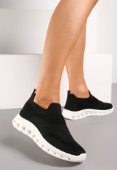 Czarne Wsuwane Buty Sportowe z Elastyczną Cholewką do Kostki Asigruna. Czarne obuwie sportowe casual damskie Renee. Za 49.99 zł.