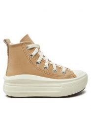 Converse Trampki Chuck Taylor All Star Move Platform Leather A09262C Beżowy. Brązowe trampki dziewczęce Converse, bez wzorów, ze skóry, bez zapięcia. Za 189.99 zł.