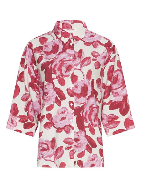 MOSS COPENHAGEN Bluzka w kolorze czerwono-jasnoróżowo-kremowym rozmiar: L/XL. Brązowe bluzki damskie Moss Copenhagen, l, bez wzorów, bez kołnierzyka, bez ramiączek. Za 158.47 zł.