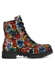 Rieker Trzewiki Y2440-90 Kolorowy. Botki damskie Rieker, z materiału, bez obcasa, na płaskiej podeszwie, bez zapięcia. Za 295.00 zł.