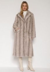 Jasnobeżowy Jednorzędowy Płaszcz Futerko o Klasycznym Kroju Yrelsha. Brązowe płaszcze damskie Born2be, l, bez wzorów, z futra, bez kaptura. Za 279.99 zł.