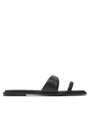 Calvin Klein Klapki Flat Slide Lth HW0HW02071 Czarny. Czarne klapki damskie Calvin Klein, bez wzorów, ze skóry, bez obcasa, bez zapięcia. Za 269.99 zł.