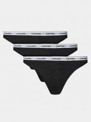 Calvin Klein Underwear Komplet 3 par stringów 000QD5209E Czarny. Czarne komplety bielizny Calvin Klein Underwear, bez wzorów, z bawełny. Za 119.99 zł.
