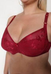 Bordowy Biustonosz z Koronki Full Cup z Regulowanymi Ramiączkami Dimela. Czerwone biustonosze Renee, bez wzorów, z koronki. Za 24.99 zł.