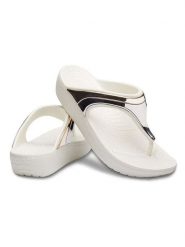 Crocs Japonki "Sloane" w kolorze złoto-białym rozmiar: 36/37. Białe klapki damskie Crocs, bez wzorów, z otwartym noskiem, bez obcasa, bez zapięcia. Za 83.62 zł.