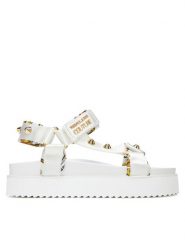 Versace Jeans Couture Sandały 78VA3SM2 Biały. Białe sandały damskie Versace Jeans Couture, bez wzorów, z jeansu, bez obcasa, na płaskiej podeszwie, bez zapięcia. Za 669.99 zł.