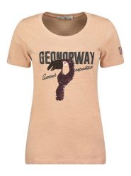 Geographical Norway Koszulka "Jeverything" w kolorze jasnoróżowym rozmiar: L. Różowe bluzki damskie Geographical Norway, l, bez wzorów, z bawełny, bez kołnierzyka, bez ramiączek. Za 52.67 zł.