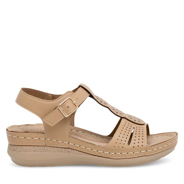 Sandały Clara Barson. Brązowe sandały damskie Clara Barson, bez wzorów, bez obcasa, na koturnie, bez zapięcia. Za 99.99 zł.