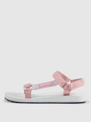 4F Sandały SVING damskie - różowe 39. Czerwone sandały damskie 4F, bez wzorów, z gumy, bez obcasa, bez zapięcia. Za 129.99 zł.