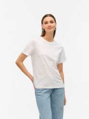 Vero Moda Koszulka w kolorze białym rozmiar: XXL. Białe bluzki damskie Vero Moda, xxl, bez wzorów, z bawełny, bez kołnierzyka, bez ramiączek. Za 54.95 zł.