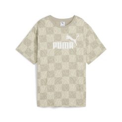 Damska luźna koszulka ESS GRAPHIC PUMA Alpine Snow White. Białe koszulki sportowe damskie Puma, xs, bez wzorów, z gumy, bez ramiączek. W wyprzedaży za 99.00 zł.