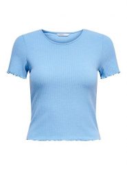 ONLY Koszulka "Emma" w kolorze błękitnym rozmiar: XS. Niebieskie koszulki damskie Only, xs, bez wzorów, bez kołnierzyka, bez ramiączek. Za 32.90 zł.