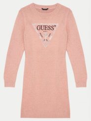 Guess Sukienka dzianinowa J4BK11 Z3K20 Różowy Regular Fit. Czerwone sukienki dziewczęce Guess, z aplikacjami, z dzianiny, bez ramiączek, proste. Za 239.99 zł.