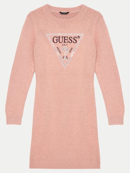 Guess Sukienka dzianinowa J4BK11 Z3K20 Różowy Regular Fit. Czerwone sukienki dziewczęce Guess, z aplikacjami, z dzianiny, bez ramiączek, proste. Za 149.99 zł.