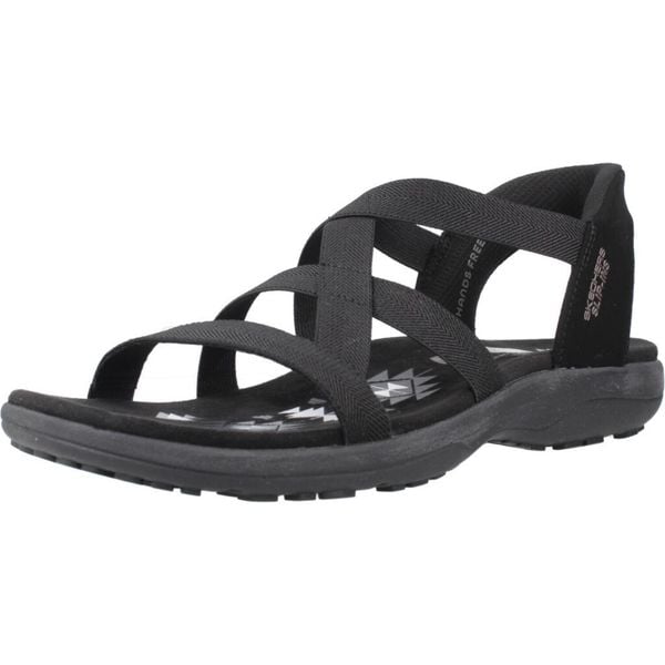 Sandały SKECHERS REGGAE SLIM STRETCH FLEX Czarny. Czarne sandały damskie Skechers, bez wzorów, z tkaniny, bez obcasa, bez zapięcia. Za 252.99 zł.