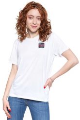 LEE RELAXED FIT TEE DAMSKI T-SHIRT KOSZULKA LOGO BRIGHT WHITE L40CBWLJ 112108494. Białe bluzki damskie Lee, l, bez wzorów, bez kołnierzyka, bez ramiączek. Za 59.99 zł.