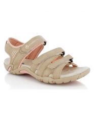 Kimberfeel Sandały "Angele" w kolorze beżowym rozmiar: 39. Brązowe sandały damskie Kimberfeel, bez wzorów, z otwartym noskiem, bez obcasa, bez zapięcia. Za 130.99 zł.