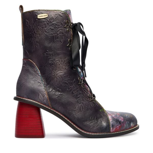 Botki Laura Vita. Szare botki damskie LAURA VITA, bez obcasa, na słupku, bez zapięcia. Za 429.99 zł.