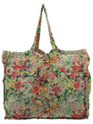 Really Nice Things Shopper bag "Green Garden" w kolorze zielono-jasnoróżowym - 50 x 40 x 7 cm rozmiar: onesize. Różowe shopper bag Really Nice Things, bez wzorów, z materiału, na ramię, bez dodatków. Za 131.43 zł.