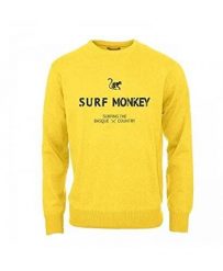 Bluza z Bawełny Organicznej – Okrągły Kołnierz / Dorośli (Żółty). Żółte bluzy damskie SURF MONKEY, l, bez wzorów, z bawełny, bez kaptura. Za 309.95 zł.