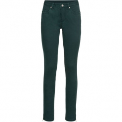 Spodnie ze stretchem SKINNY bonprix głęboki zielony. Zielone rurki damskie bonprix. Za 54.99 zł.