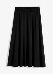 Spódnica z dżerseju, poszerzana dołem. Czarne spódnice damskie bonprix, bez wzorów, z dżerseju, eleganckie. Za 64.99 zł.