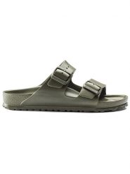 Birkenstock Klapki "Arizona" w kolorze zielonym rozmiar: 38. Zielone klapki damskie Birkenstock, bez wzorów, z otwartym noskiem, bez obcasa, bez zapięcia. Za 204.48 zł.
