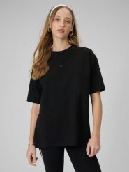 4F T-shirt loose gładki damski - czarny L. Czarne t-shirty damskie 4F, l, bez wzorów, z bawełny, bez kołnierzyka. Za 59.99 zł.