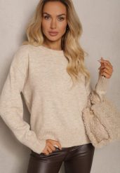 Beżowy Sweter z Domieszką Wełny Torissia. Brązowe swetry klasyczne damskie Renee, na zimę, z wełny, bez kołnierzyka. Za 139.99 zł.
