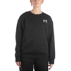 Under Armor Essential Czarna Bluza Fleece Damska. Czarne bluzy damskie Under Armour, s, bez wzorów, z bawełny, bez kaptura. Za 272.05 zł.