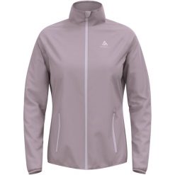 Kurtka techniczna damska ODLO Essential Light Jacket. Fioletowe kurtki damskie ODLO, bez wzorów, z materiału, bez kaptura. Za 344.65 zł.