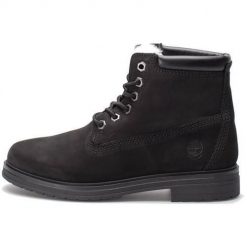 Buty do chodzenia damskie Timberland Hannover Hill Fur Boot WP. Czarne obuwie sportowe damskie Timberland, z materiału, za kostkę, bez zapięcia, trekkingowe. Za 663.00 zł.