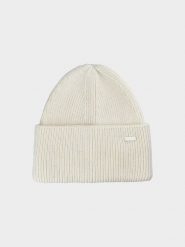 4F Czapka beanie w kolorze białym rozmiar: S. Białe czapki damskie 4F, bez wzorów, ze splotem. Za 35.10 zł.