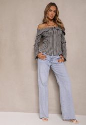 Niebieskie Jeansy High Waist o Szerokim Kroju Nelzedia. Niebieskie jeansy damskie Renee, z podwyższonym stanem. Za 119.99 zł.