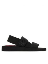 LOVE MOSCHINO Sandały JA16033G0OJN7000 Czarny. Czarne sandały damskie Love Moschino, bez wzorów, z materiału, bez obcasa, na płaskiej podeszwie, bez zapięcia. Za 519.99 zł.