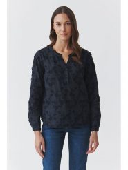 TATUUM Bluzka "Relia" w kolorze granatowym rozmiar: 38. Niebieskie bluzki damskie TATUUM, bez wzorów, z bawełny, bez kołnierzyka, bez ramiączek. Za 165.31 zł.