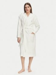 Tommy Hilfiger Szlafrok UW0UW06322 Kremowy. Białe szlafroki damskie Tommy Hilfiger, bez wzorów, z bawełny, bez kaptura. Za 409.99 zł.