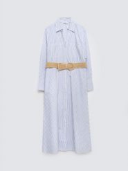 Sukienka damska midi koszulowa jasnoniebieska Merinsa 400. Niebieskie sukienki damskie Big Star, bez wzorów, z bawełny, casualowe, bez ramiączek. Za 249.99 zł.