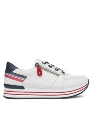 Remonte Sneakersy D1312-82 Biały. Białe obuwie sportowe damskie Remonte, ze skóry, bez zapięcia. Za 419.99 zł.